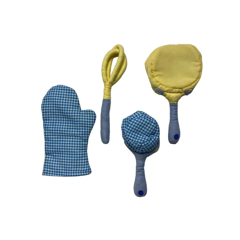 POTTERY BARN KIDS Soft Toddler Baby Cooking Toys Plush Pot Pan Whisk Glove